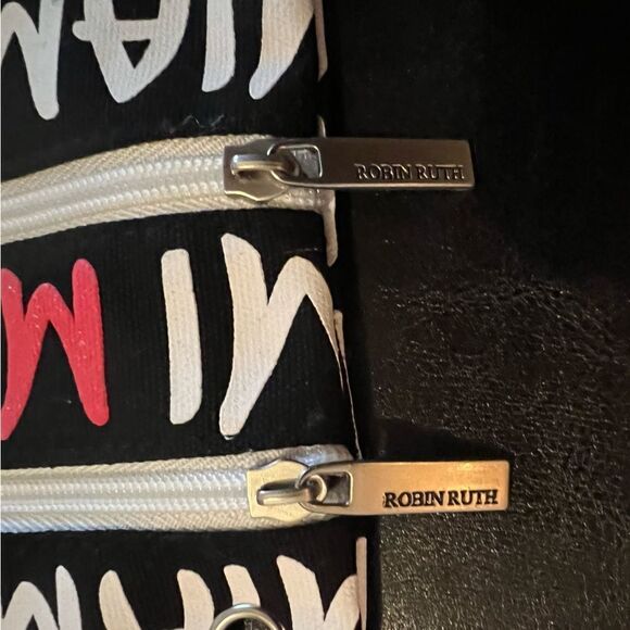 Robin Ruth Miami Cross Body Bag Canvas Double Zip Purse Adjustable Strap - Picture 3 of 9